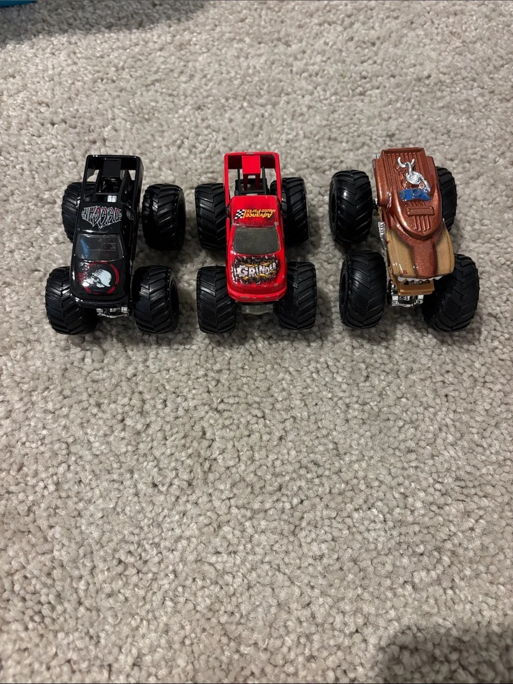 Hot Wheels Kids Monster Truck Trio - Black, Red, Brown